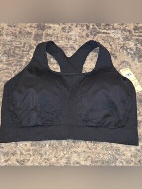 NWT Seamless Black Racerback Sports Bra - Comfort Support 3XL Truekind